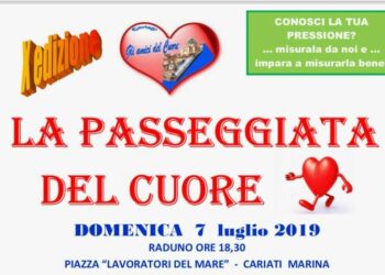 Domenica 7 luglio: al via 10^ edizione de “La Passeggiata del Cuore” a Cariati